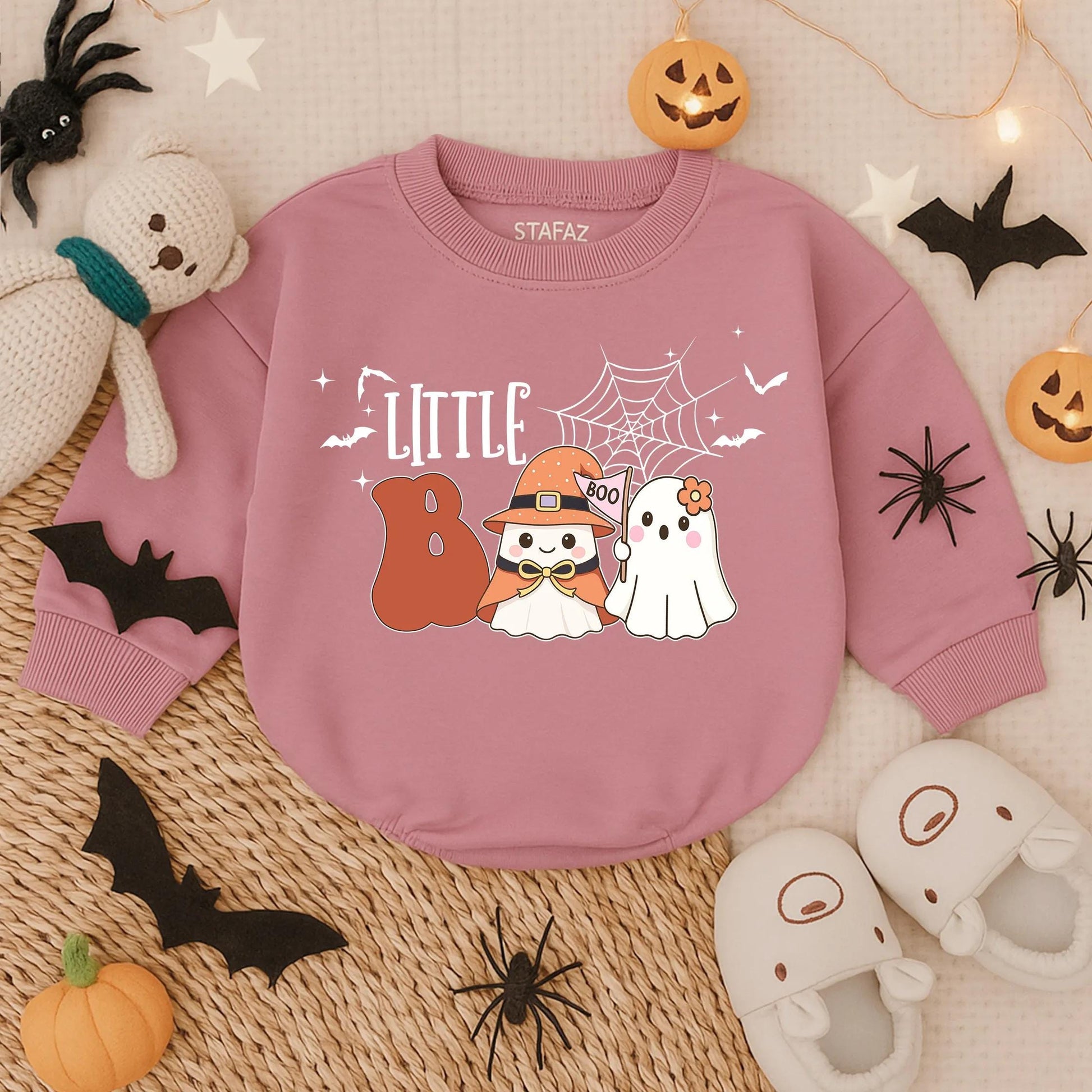 Little Boo First Halloween Bubble Romper Spooky Cute Baby Ghost Costume Infant Fall Bodysuit Toddler Halloween Clothes