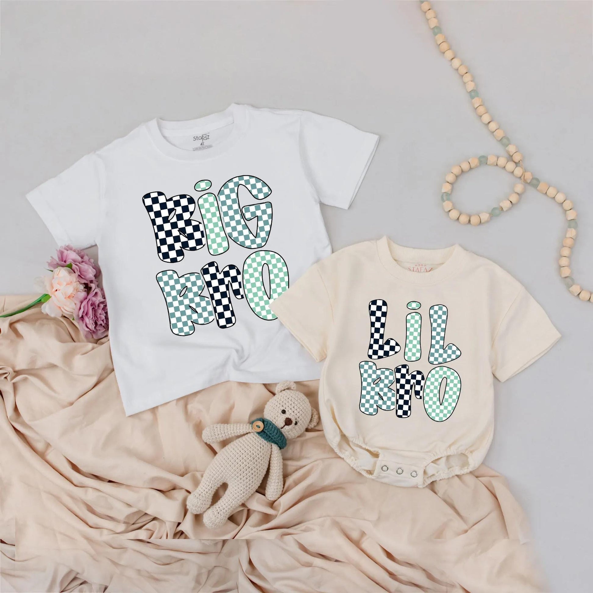 Matching Big Bro & Lil Bro Retro Shirts - Cute Sibling Outfit for Brothers - Big Brother Little Brother Tees - Family Matching Gift