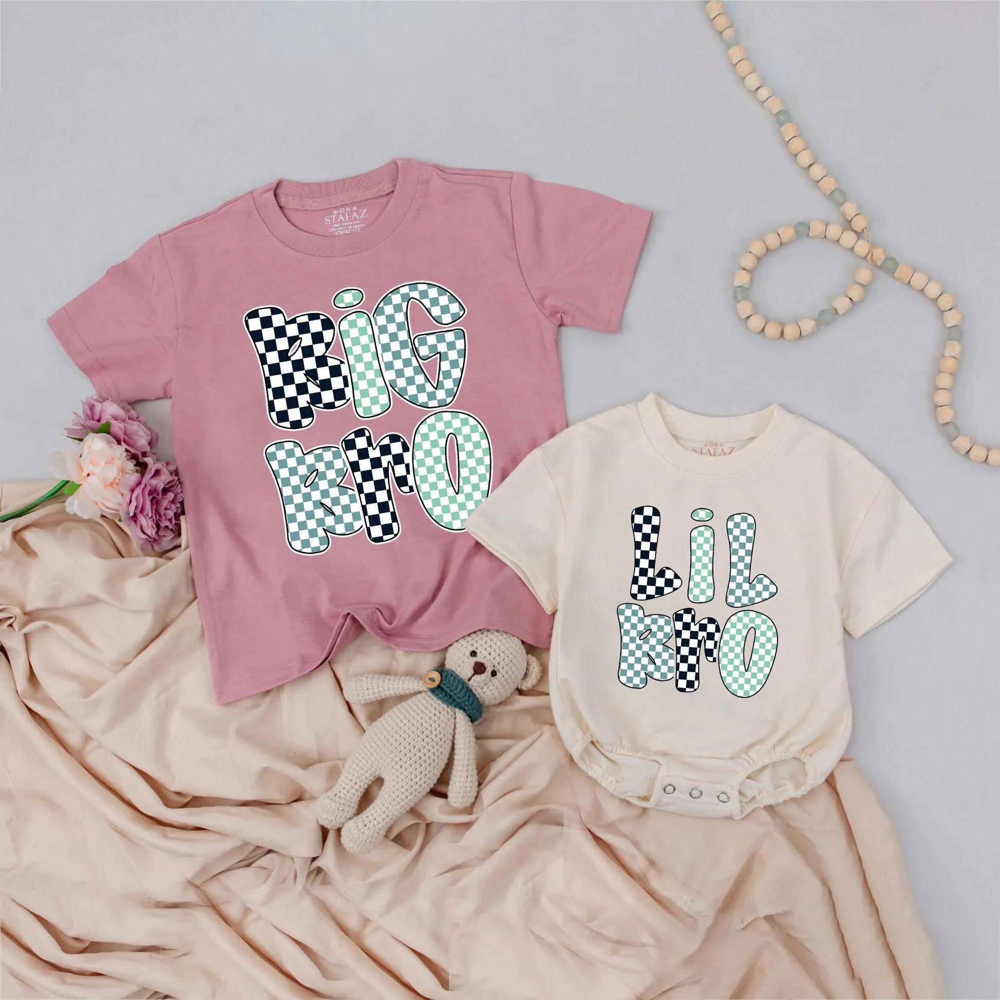 Matching Big Bro & Lil Bro Retro Shirts - Cute Sibling Outfit for Brothers - Big Brother Little Brother Tees - Family Matching Gift