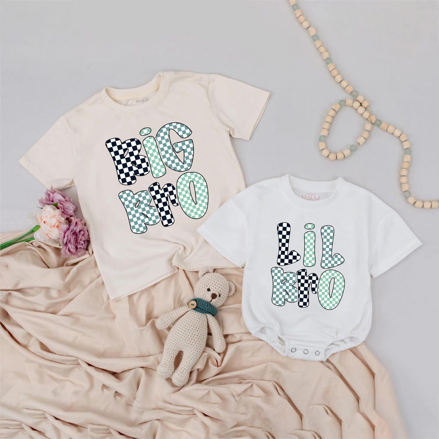 Matching Big Bro & Lil Bro Retro Shirts - Cute Sibling Outfit for Brothers - Big Brother Little Brother Tees - Family Matching Gift
