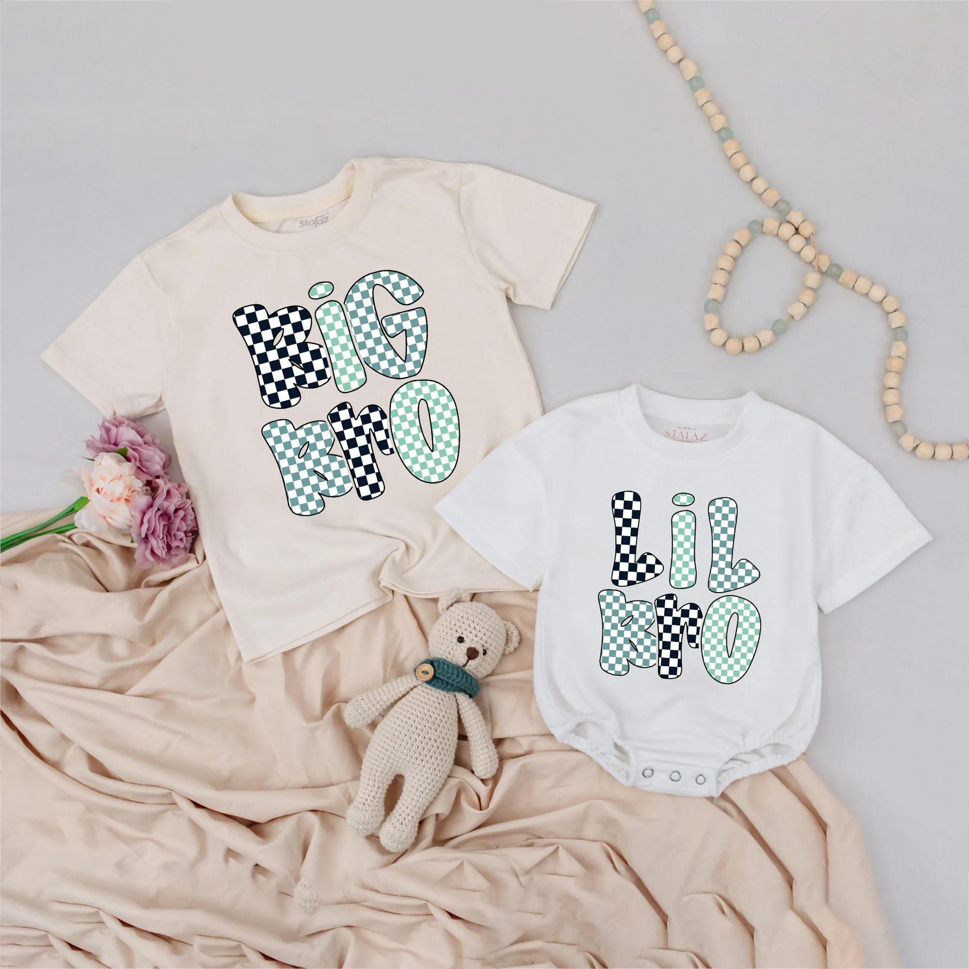 Matching Big Bro & Lil Bro Retro Shirts - Cute Sibling Outfit for Brothers - Big Brother Little Brother Tees - Family Matching Gift