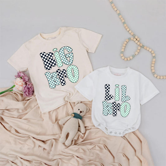 Matching Big Bro & Lil Bro Retro Shirts - Cute Sibling Outfit for Brothers - Big Brother Little Brother Tees - Family Matching Gift