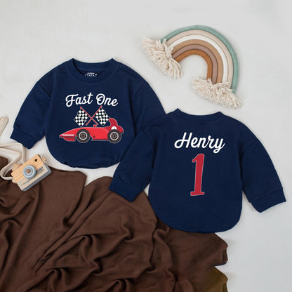 Personalized Fast One Race Car Birthday Romper Outfit for Baby Boy Girl Toddler First Birthday Smash Cake Racing Theme Baby Clothes Comfortable Cotton Gift