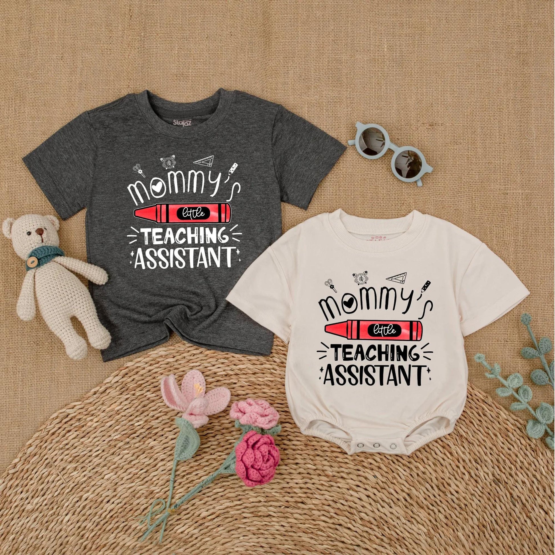Mommy's Little Teaching Assistant Baby Romper Cute Back To School Toddler Shirt Perfect Preschool Teacher Mom Gift