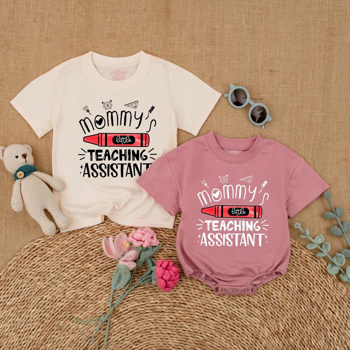 Mommy's Little Teaching Assistant Baby Romper Cute Back To School Toddler Shirt Perfect Preschool Teacher Mom Gift