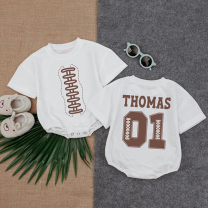 Personalized Football Baby Romper - Custom Gameday Outfit for Baby Boy or Girl, Cute Fall Bodysuit, Baby Shower Gift, Sports Toddler Gift