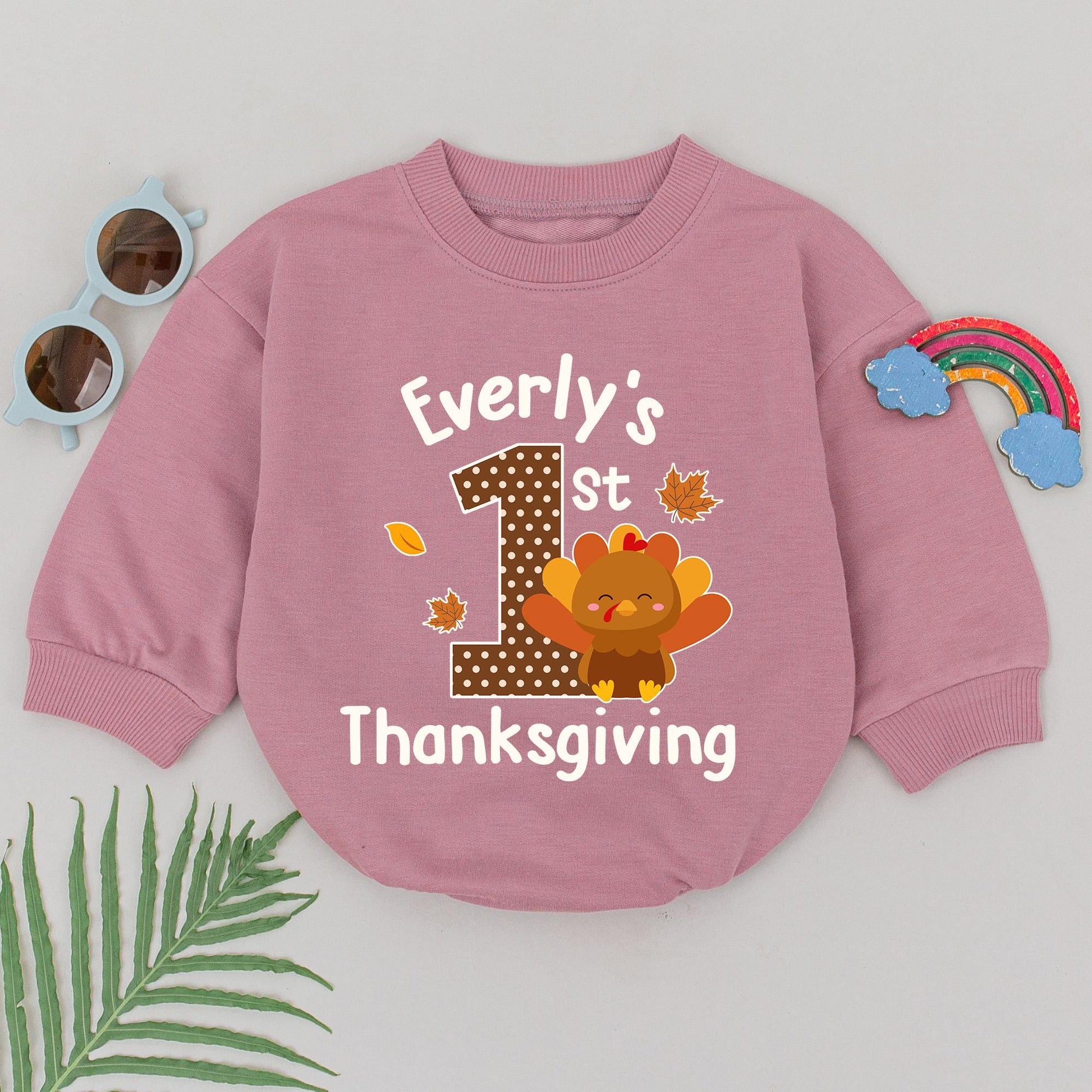 Personalized My 1st Thanksgiving Romper Baby Girl Boy Turkey Outfit Fall Announcement Baby Shower Gift Coming Home
