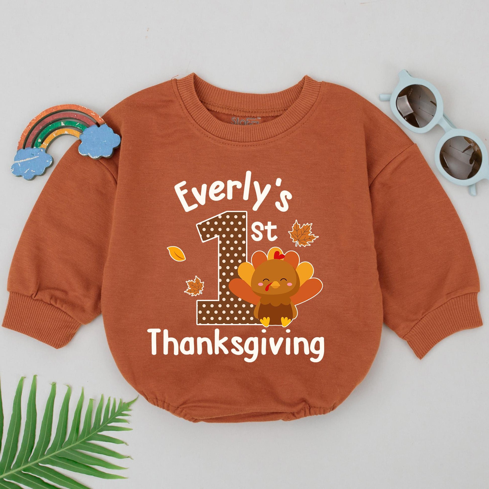 Personalized My 1st Thanksgiving Romper Baby Girl Boy Turkey Outfit Fall Announcement Baby Shower Gift Coming Home