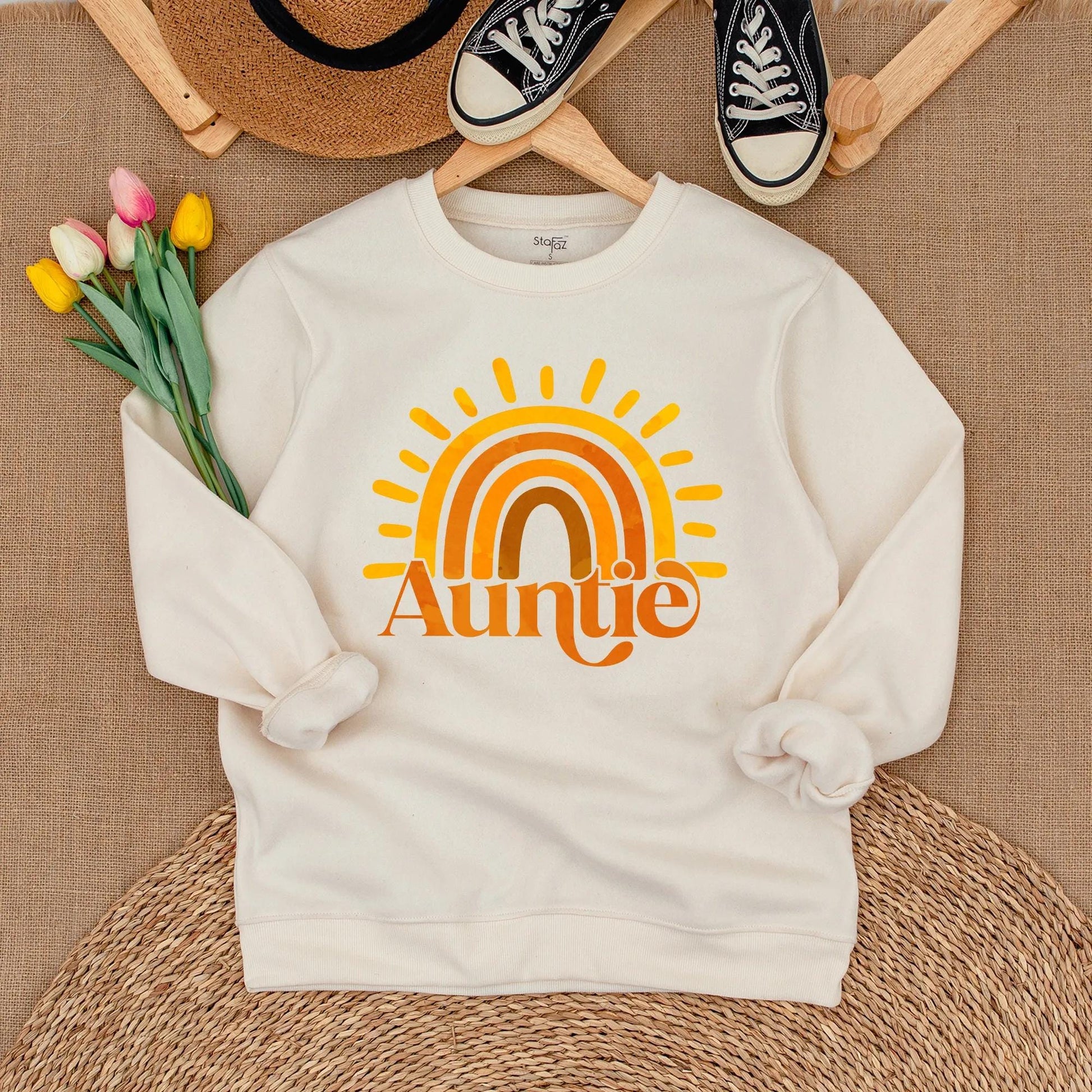 Matching Auntie & Bestie Sunshine Sweatshirts | Custom Auntie Gift | Baby Shower, Auntie & Nephew Outfit | Soft Cotton