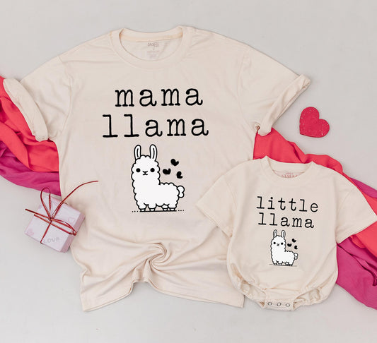 Mommy and Me Llama Family Matching Outfits Little Llama Baby Romper for Boys Girls Baby Shower Gift