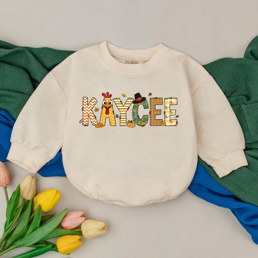 Personalized Thanksgiving Turkey Romper Baby Girl First Thanksgiving Outfit Fall Baby Gift Baby Shower Gift