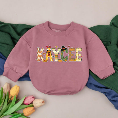 Personalized Thanksgiving Turkey Romper Baby Girl First Thanksgiving Outfit Fall Baby Gift Baby Shower Gift