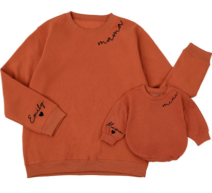 Matching Mama & Mini Sweatshirts, Script Design, Mom & Daughter Outfits, Comfortable Family Matching Gifts