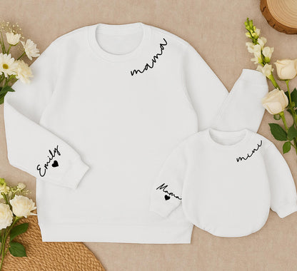 Matching Mama & Mini Sweatshirts, Script Design, Mom & Daughter Outfits, Comfortable Family Matching Gifts