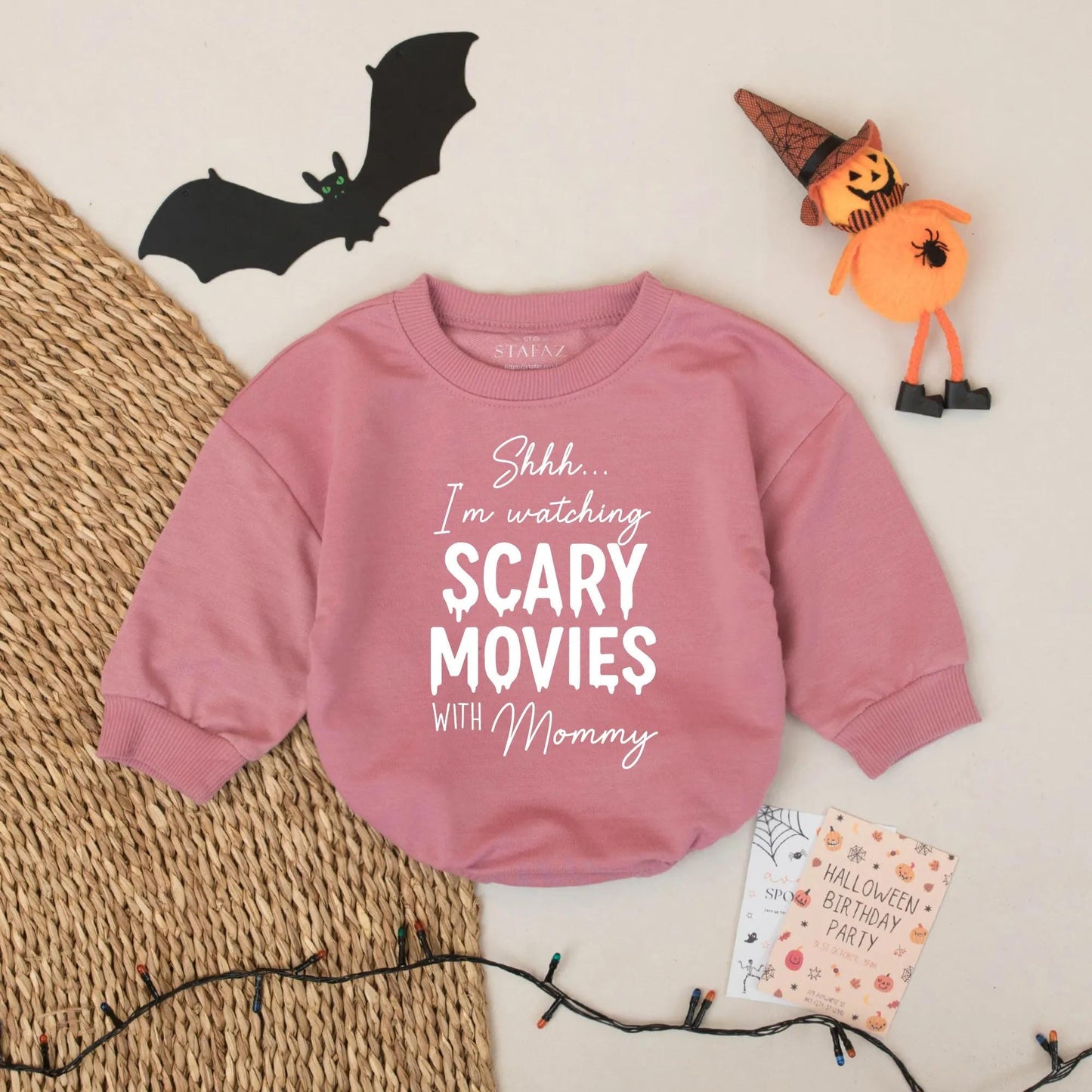 Shh I'm Watching Scary Movies With Mommy Baby Romper Halloween Horror Movie Lover Gift Infant