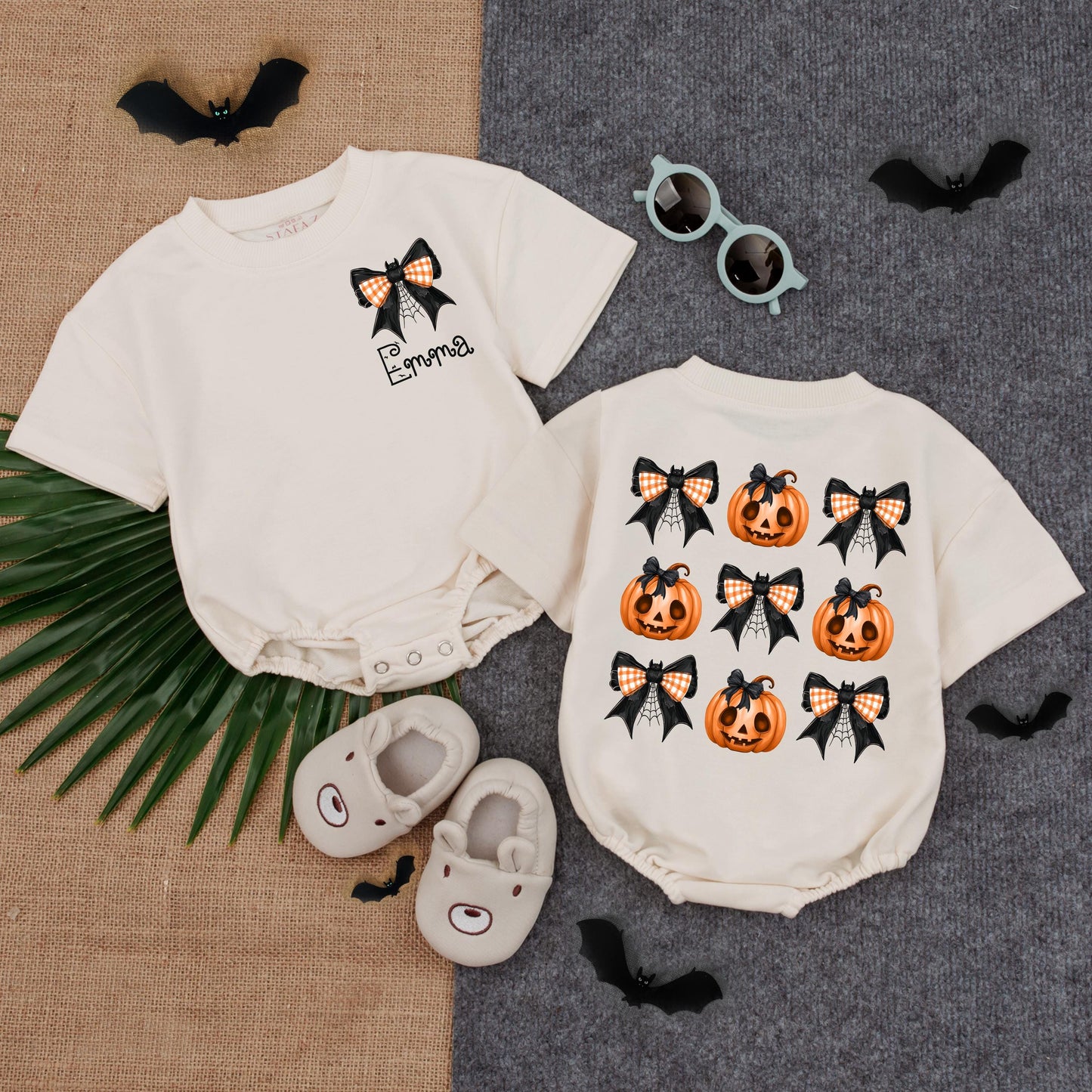 Spooky Spider Halloween Bubble Romper for Baby Girl Toddler | Pumpkin Outfit Spooky Season Fall Clothes Baby Gift Idea