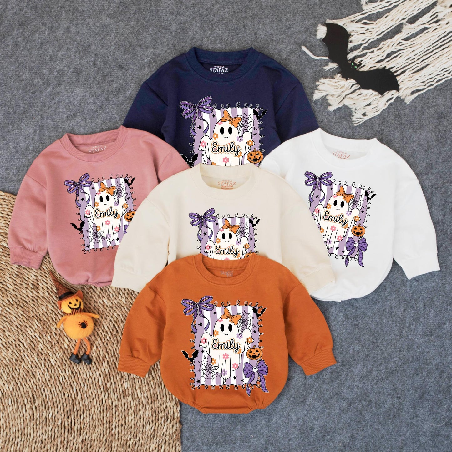Spooky Boo Baby Romper Personalized First Halloween Outfit Oversized Infant Bodysuit Custom Spooky Season Costume Baby Halloween Gift