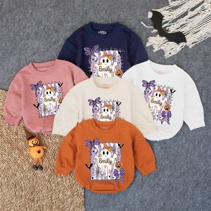 Spooky Boo Baby Romper Personalized First Halloween Outfit Oversized Infant Bodysuit Custom Spooky Season Costume Baby Halloween Gift