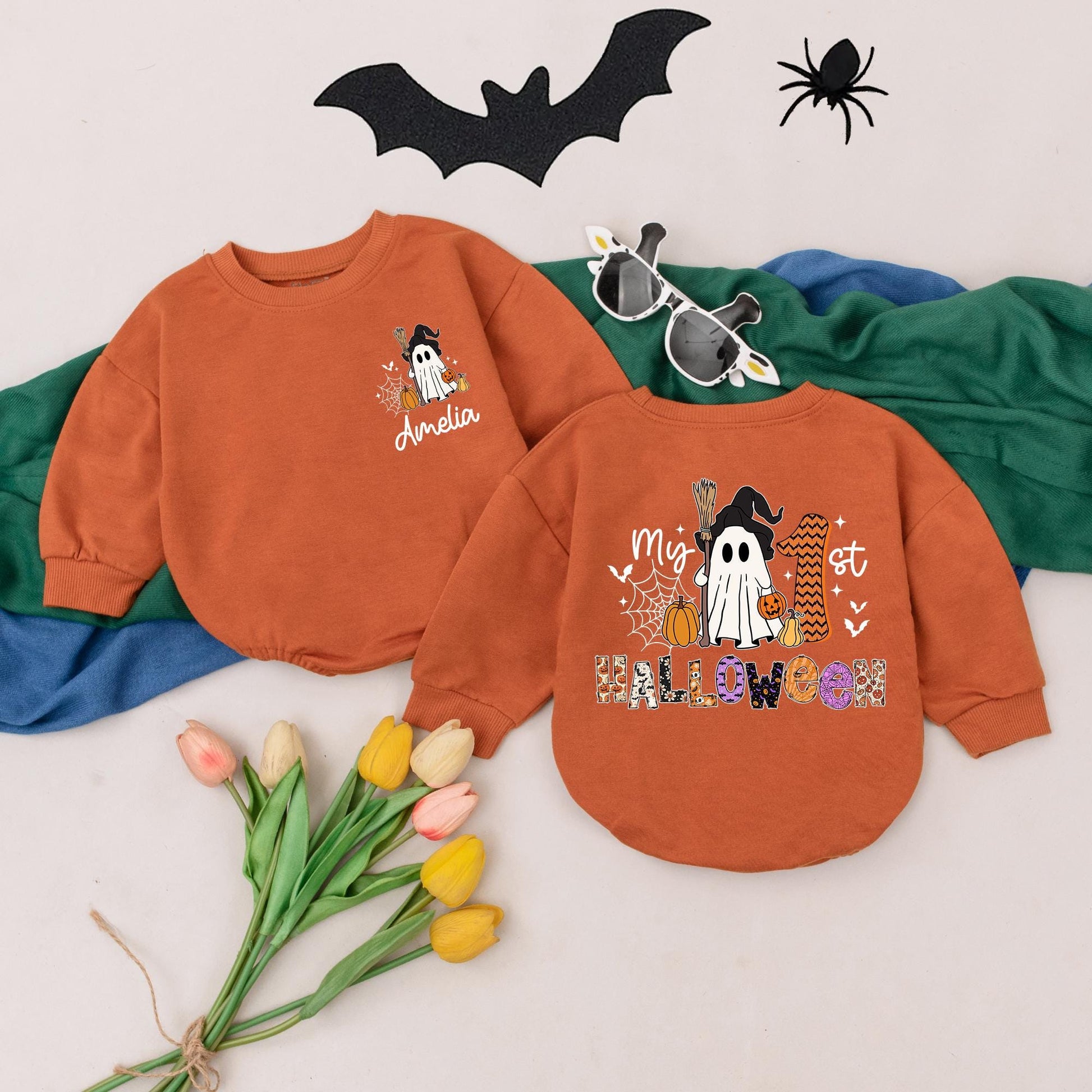 Personalized My First Halloween One Spooky Dude Baby Romper Custom Name Infant Bodysuit Soft Cotton Spooky Season Boo Apparel Gift Idea