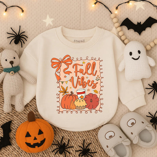 Cozy Fall Vibes Bubble Romper Baby Girl Autumn Pumpkin Long Sleeve Outfit Thanksgiving Baby Clothes
