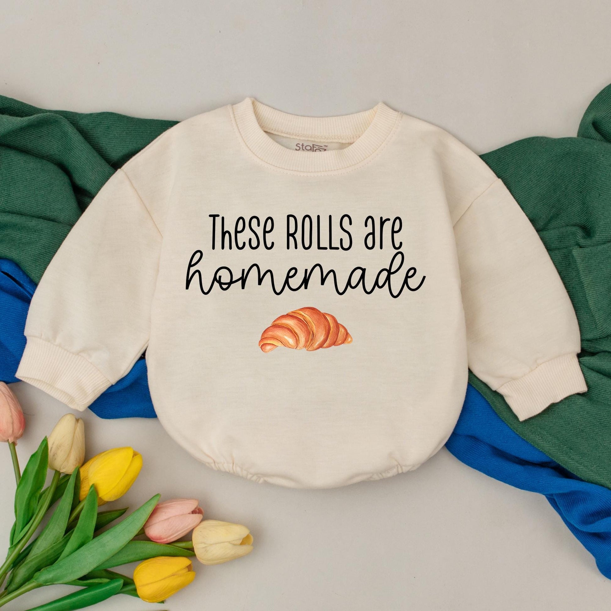 Homemade Rolls Baby Romper Bodysuit Retro Fall Thanksgiving Outfit Autumn Kids Clothes Baby Shower Gift