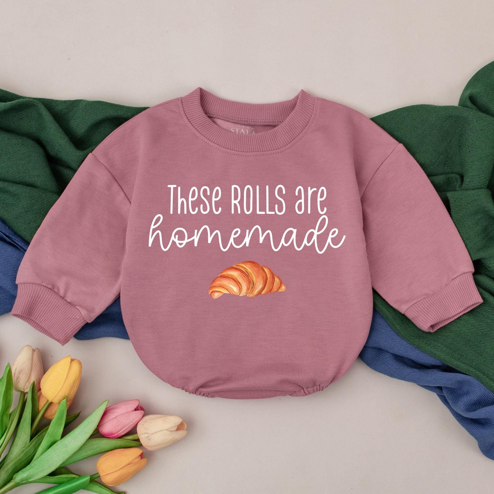 Homemade Rolls Baby Romper Bodysuit Retro Fall Thanksgiving Outfit Autumn Kids Clothes Baby Shower Gift