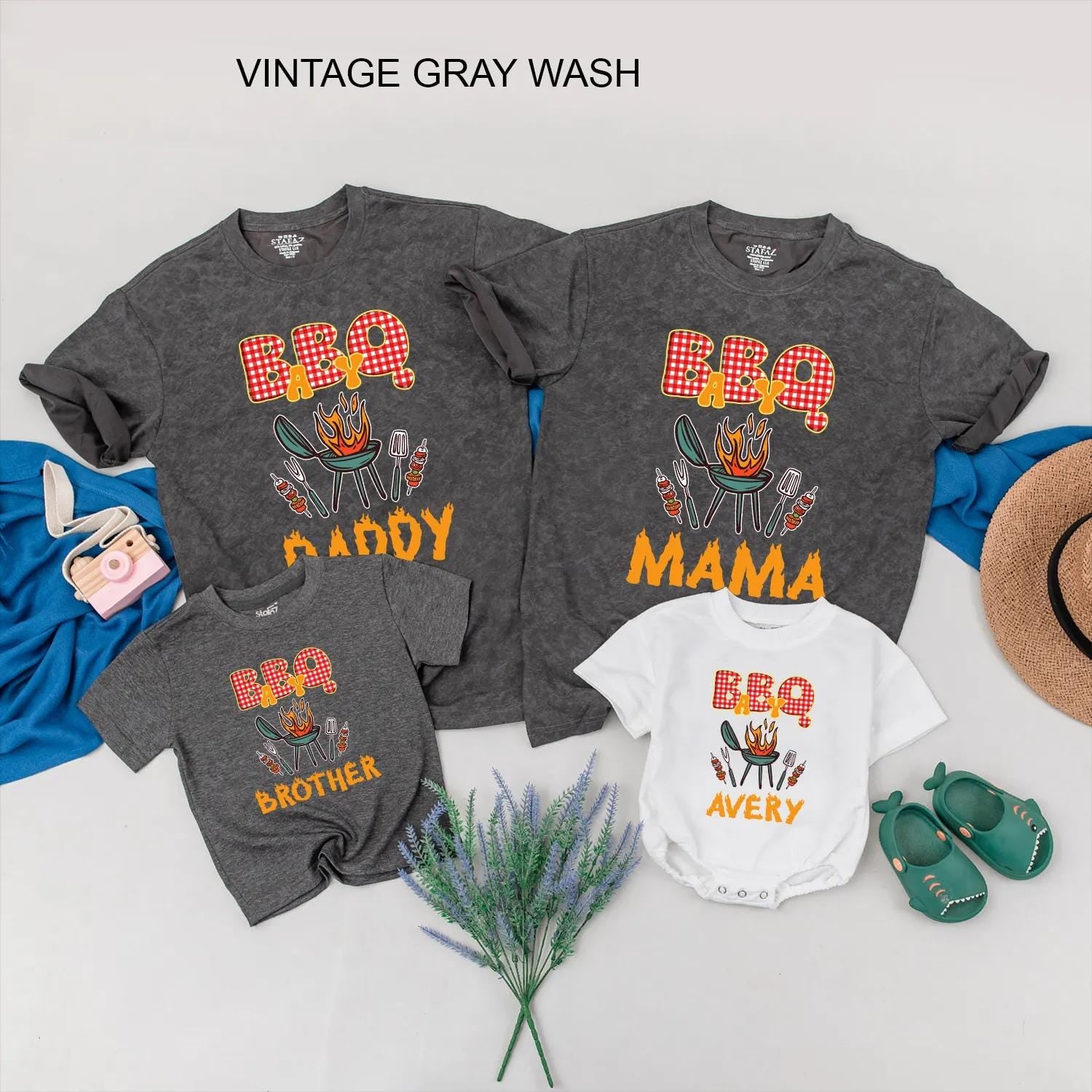 BBQ Family Matching Shirt Custom Barbecue Party Outfits Personalized Grill Party Clothes Ideal Gift for Family Cookout