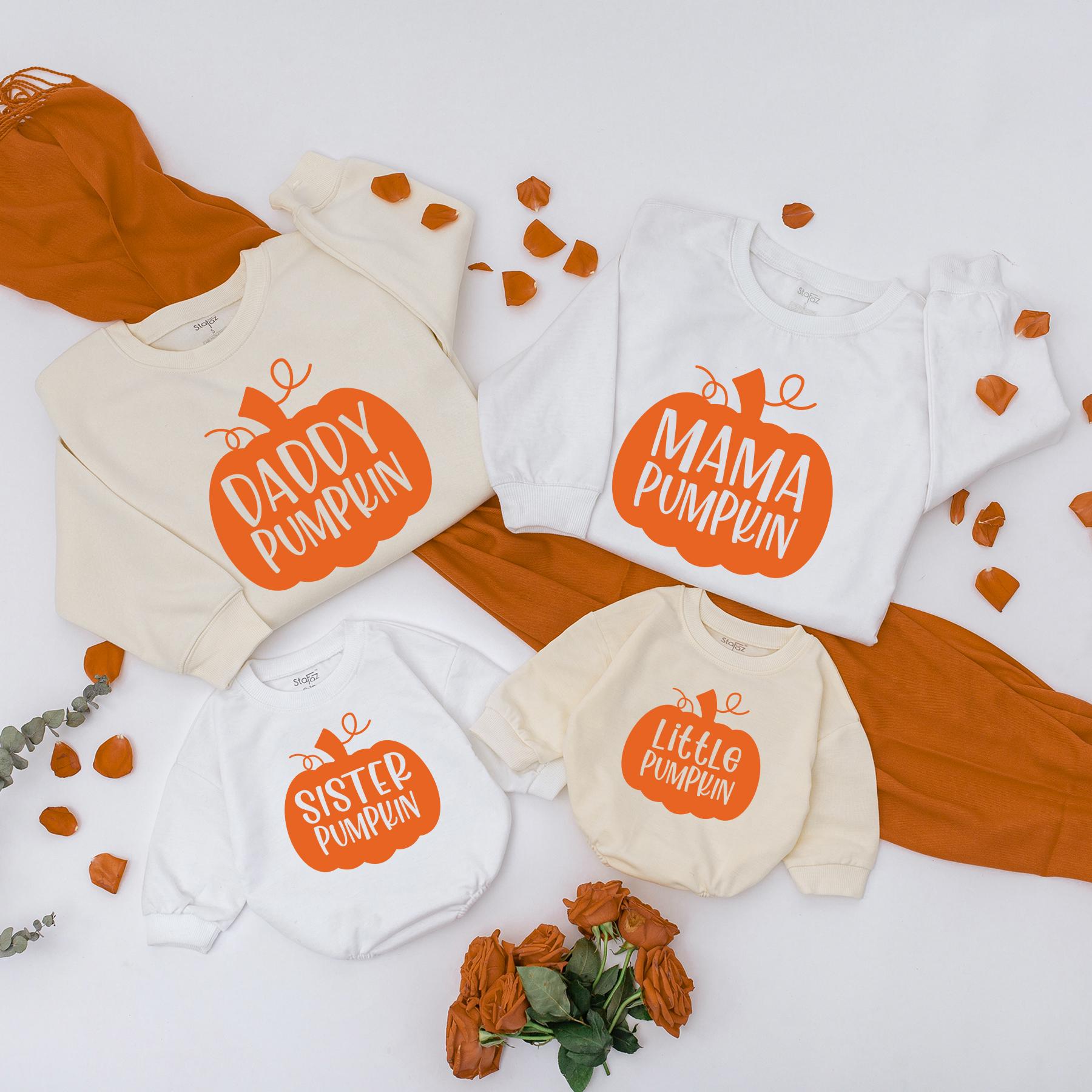 Retro Pumpkin Patch Family Matching Sweatshirts Mama Mini Fall Outfits Custom Pumpkins Hello Fall Season Comfort