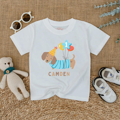 Pawty Animal Puppy Dog 1st Birthday Romper Cute Dog Theme Baby Boy Girl First Birthday Outfit Personalized Gift