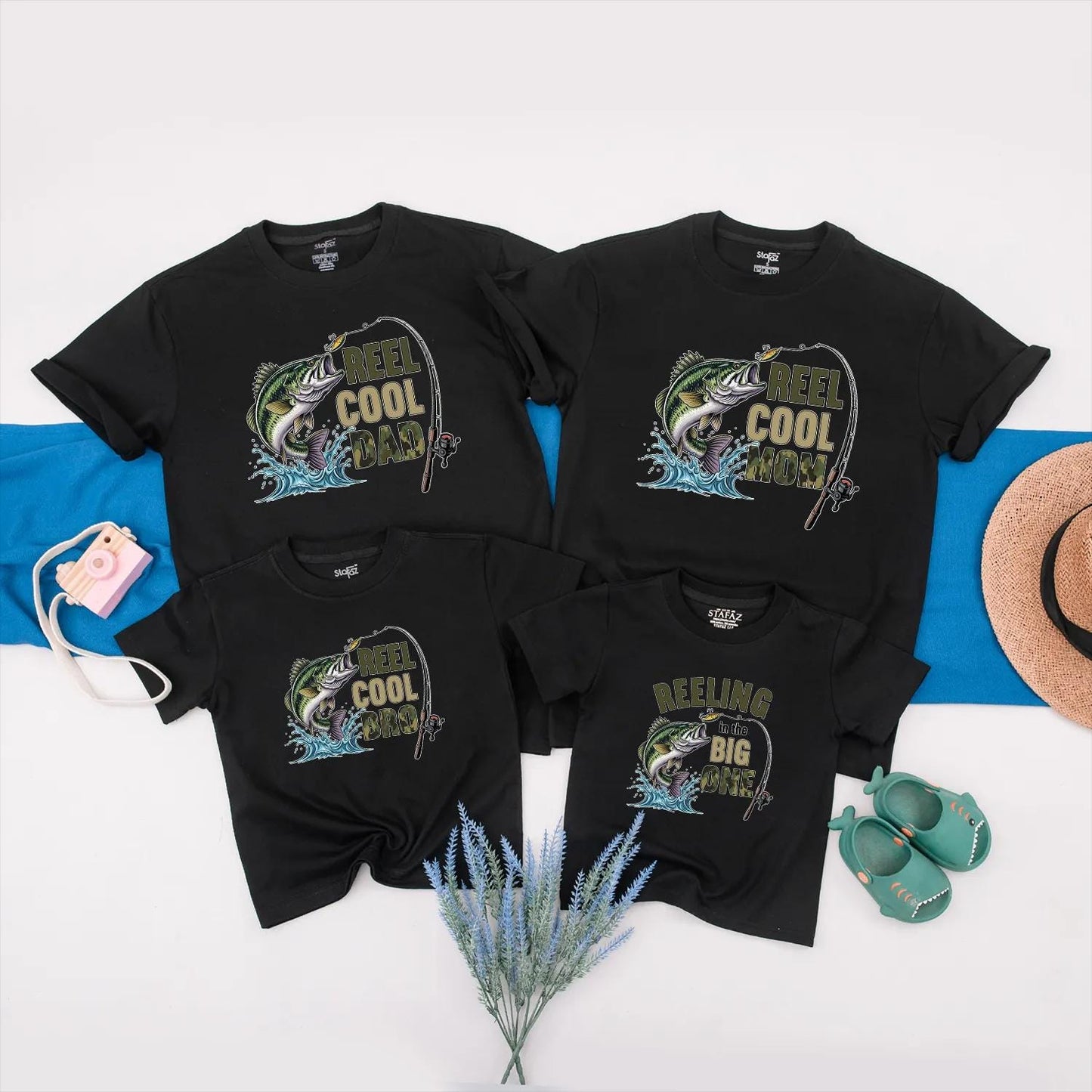 Personalized Reel Cool Family Matching Fishing Shirts Reeling in the Big One Outdoor Birthday Party Outfit for Baby Boy Fishermen