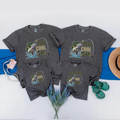 Personalized Reel Cool Family Matching Fishing Shirts Reeling in the Big One Outdoor Birthday Party Outfit for Baby Boy Fishermen