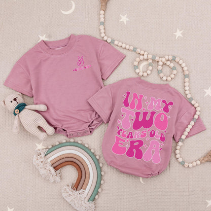 Custom Name In My Two Years Old Era Baby Romper, Trendy Second Birthday Outfit for Toddler Girl Boy Bodysuit Unique 2nd Bday Gift