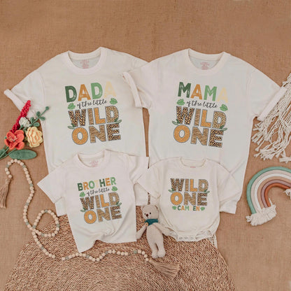 Custom Family Matching Wild One Birthday Shirts Mama Dada Brother Safari Zoo Animal Print 1st Birthday Boy Gift Outfit