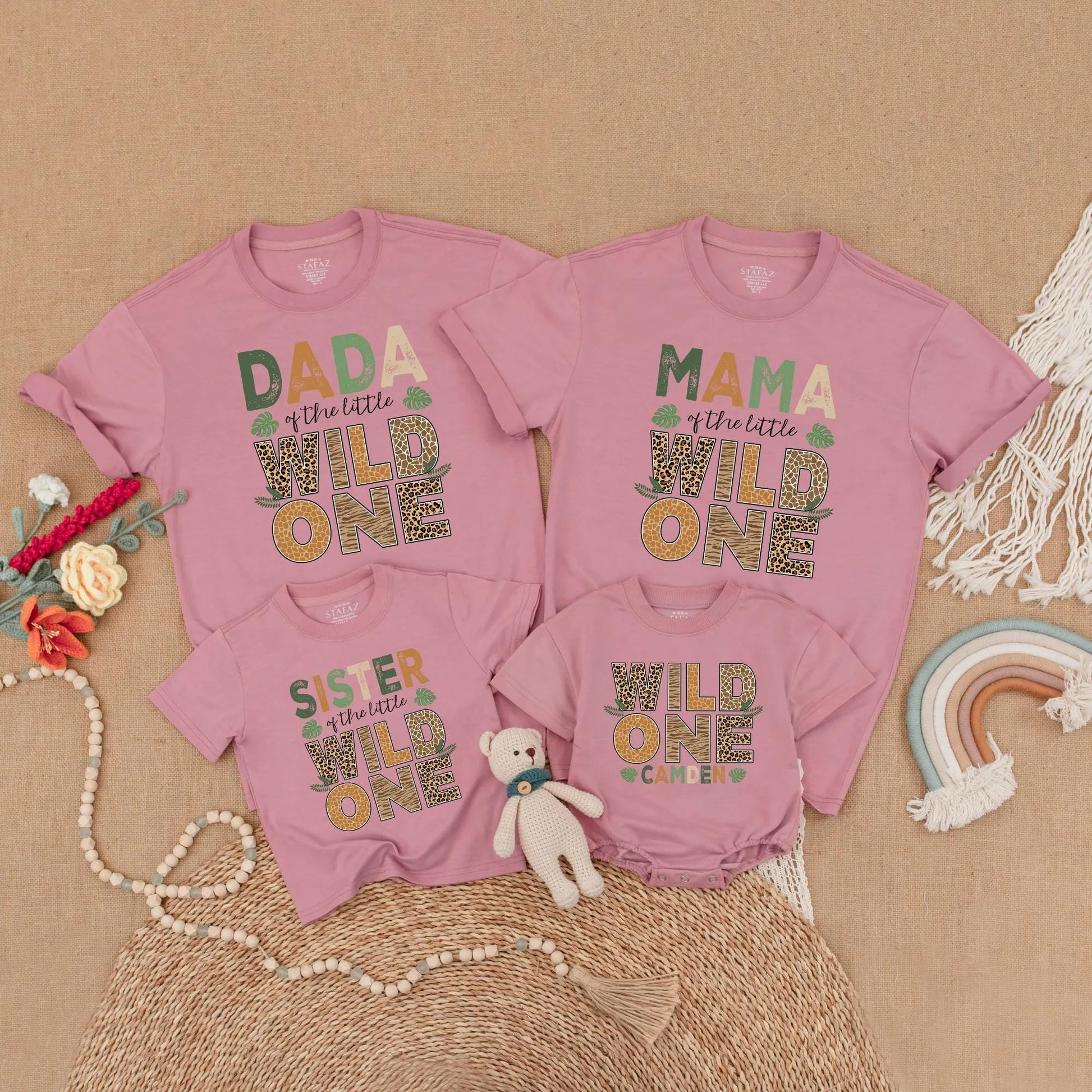 Custom Family Matching Wild One Birthday Shirts Mama Dada Brother Safari Zoo Animal Print 1st Birthday Boy Gift Outfit