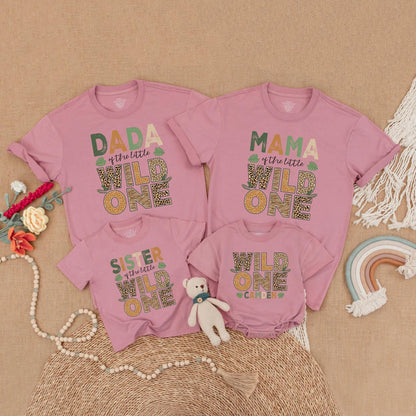 Custom Family Matching Wild One Birthday Shirts Mama Dada Brother Safari Zoo Animal Print 1st Birthday Boy Gift Outfit
