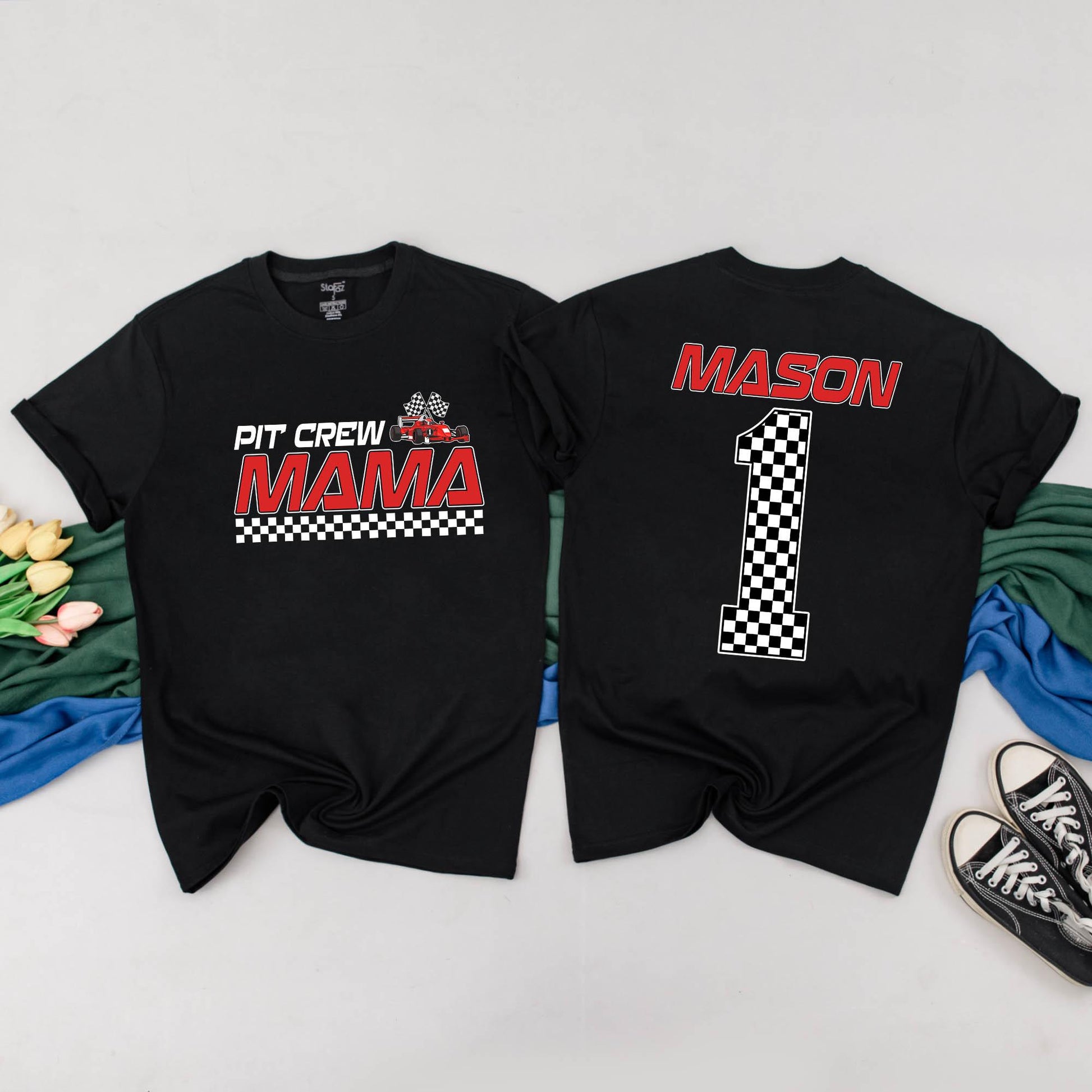 Personalized Pit Crew Family Matching Fast One Birthday Shirt for Girls Racing Car Outfit 1st Birthday Gift