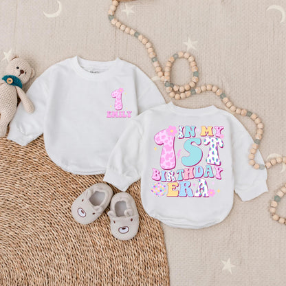 Personalized In My 1st Birthday Era Girl Bubble Romper First Birthday Outfit Smash Cake Clothes Baby Girl Toddler Party Gift