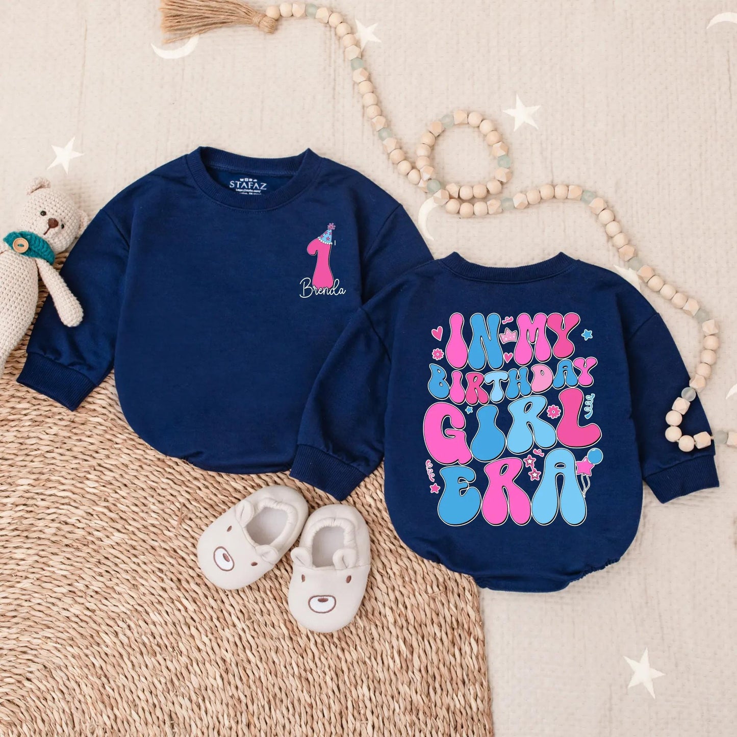 Personalized In My Birthday Girl Era Bubble Romper First Birthday Outfit for Baby Girl Smash Cake Party Floral Design Comfortable Gift