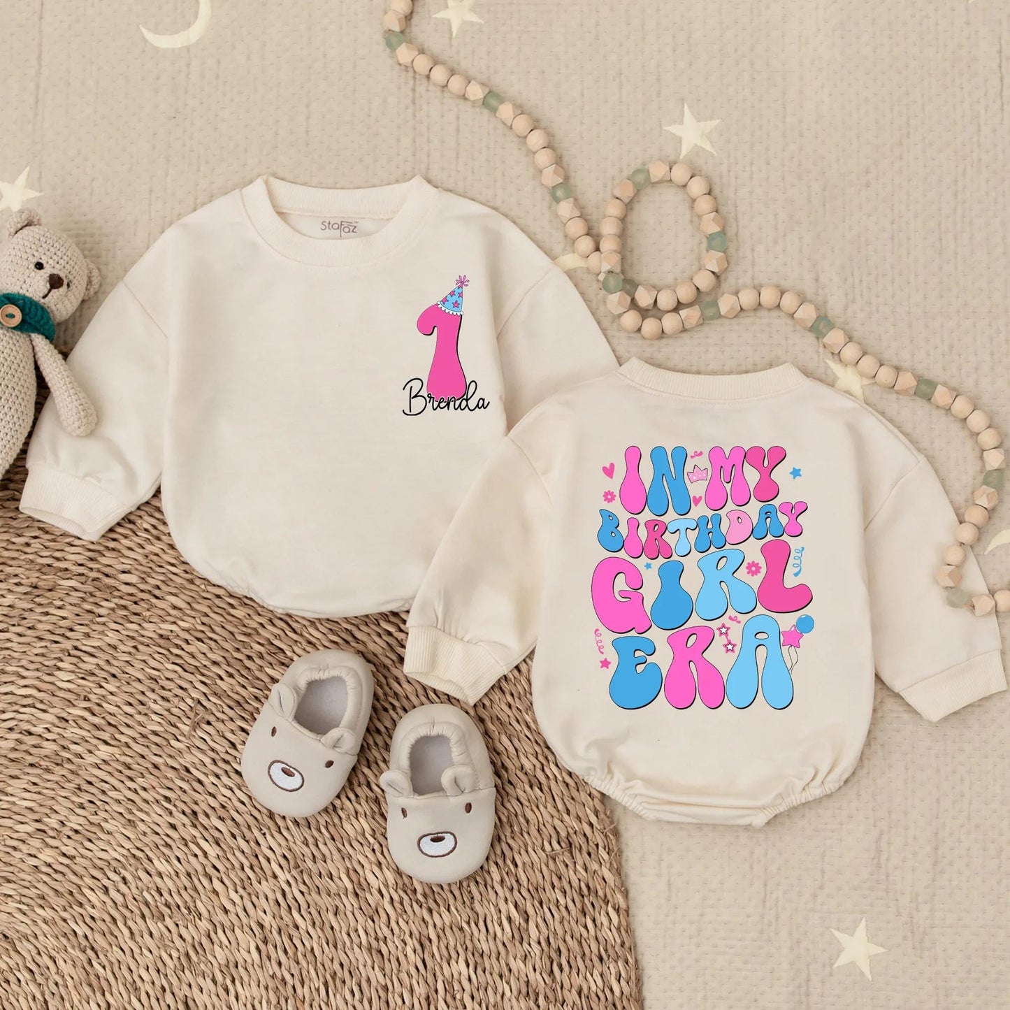 Personalized In My Birthday Girl Era Bubble Romper First Birthday Outfit for Baby Girl Smash Cake Party Floral Design Comfortable Gift