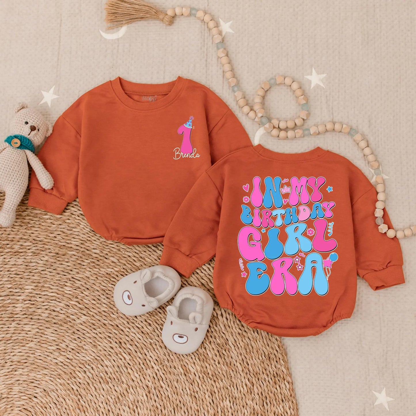 Personalized In My Birthday Girl Era Bubble Romper First Birthday Outfit for Baby Girl Smash Cake Party Floral Design Comfortable Gift
