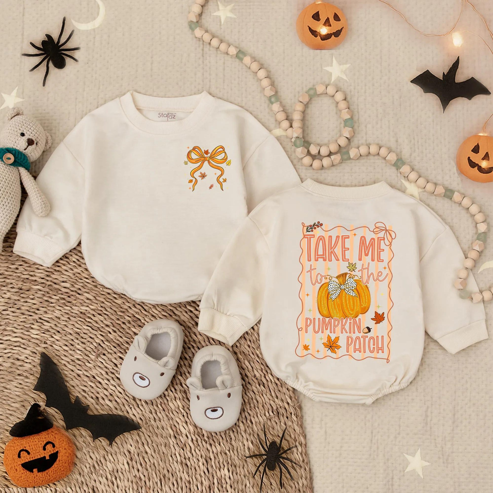 Take Me to the Pumpkin Patch Bubble Romper Cute Fall Infant Clothes First Thanksgiving Outfit Autumn Toddler Apparel for Boys Girls