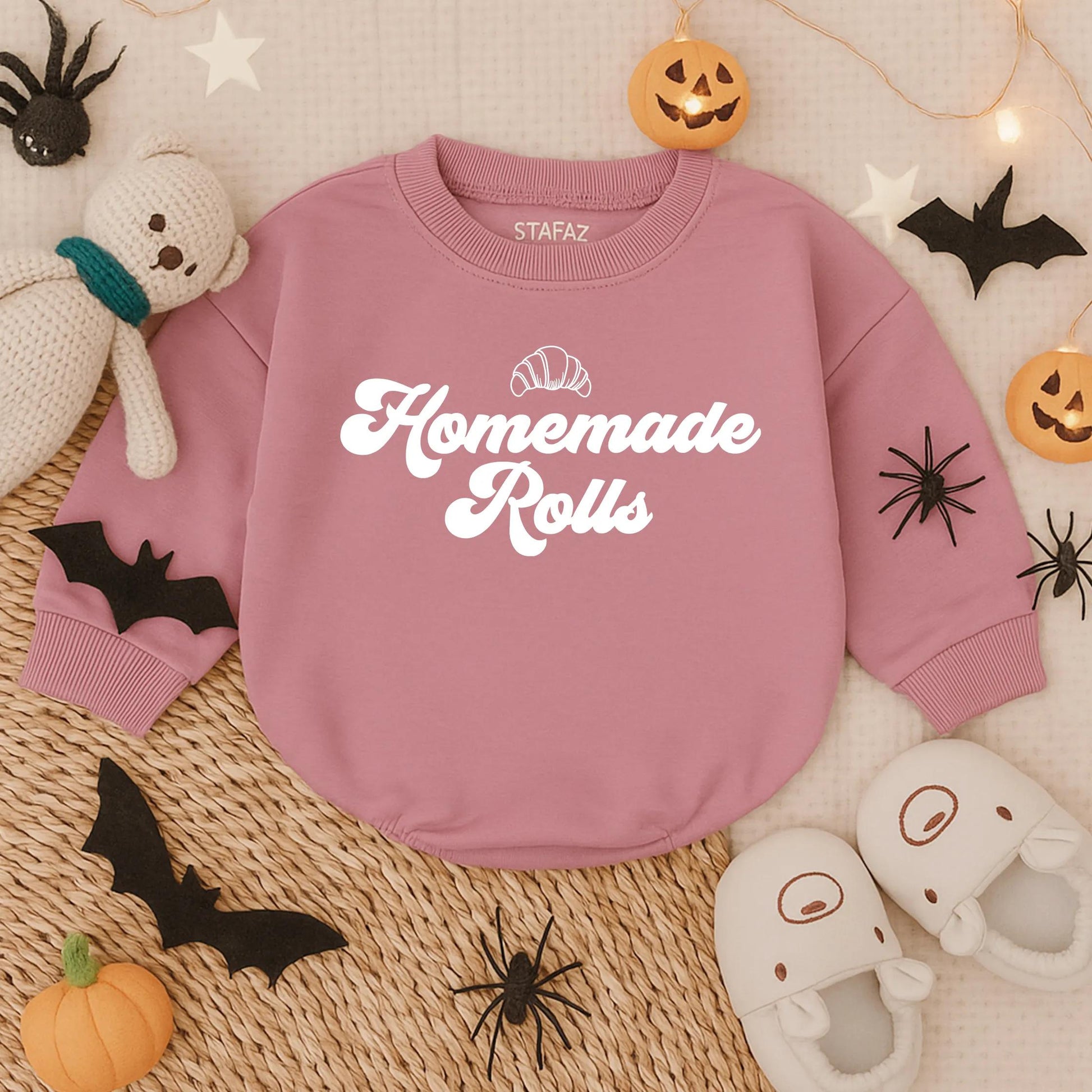 Retro Homemade Rolls Bubble Romper - Cute Fall Baby Outfit, First Thanksgiving Toddler Clothes, Autumn Infant Apparel for Boys & Girls