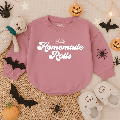 Retro Homemade Rolls Bubble Romper - Cute Fall Baby Outfit, First Thanksgiving Toddler Clothes, Autumn Infant Apparel for Boys & Girls