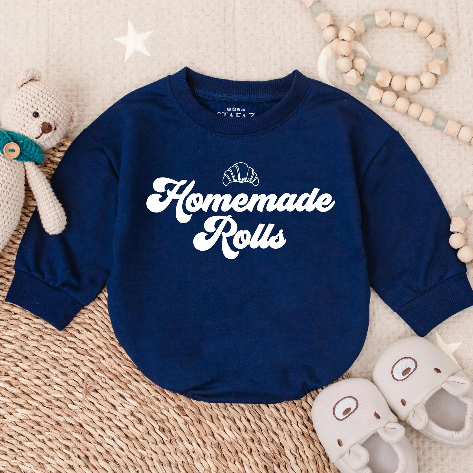 Retro Homemade Rolls Bubble Romper - Cute Fall Baby Outfit, First Thanksgiving Toddler Clothes, Autumn Infant Apparel for Boys & Girls