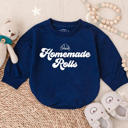 Retro Homemade Rolls Bubble Romper - Cute Fall Baby Outfit, First Thanksgiving Toddler Clothes, Autumn Infant Apparel for Boys & Girls