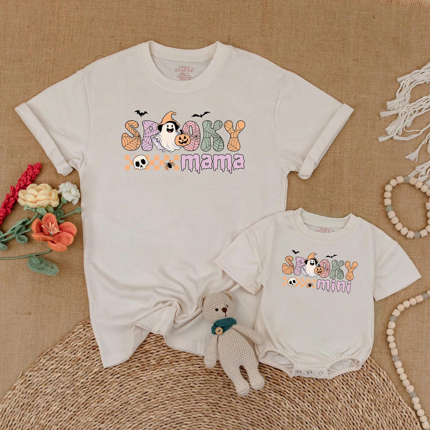 Spooky Mama and Mini Matching Halloween Shirts Cute Pumpkin Baby Romper Spooky Season Mommy and Me Outfit Gift