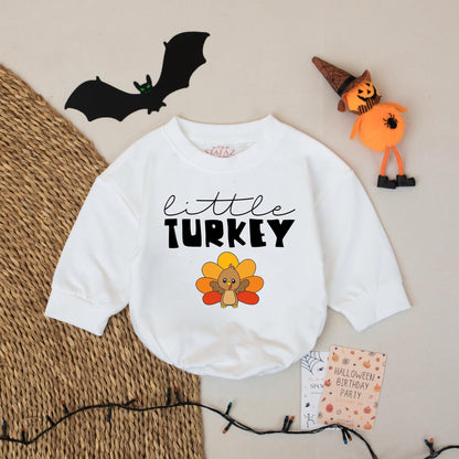Little Turkey Thanksgiving Romper Baby Boy Girl Outfit, Coming Home Clothes, First Birthday Gift, Cute Turkey Design Newborn Baby Clothes