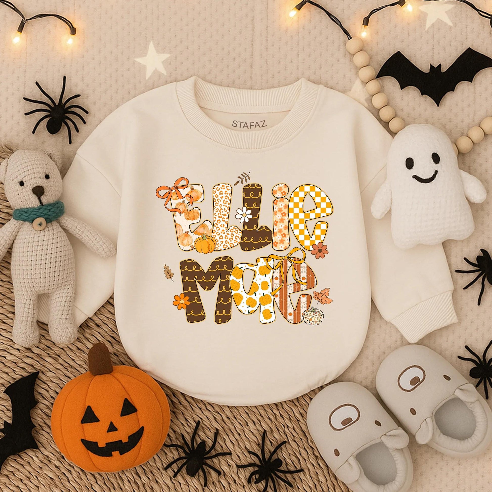 Ellie Mae Custom Name Bubble Romper Preppy Fall Vintage Style Girl Autumn Baby Clothes Personalized First Thanksgiving Outfit Toddler Gift