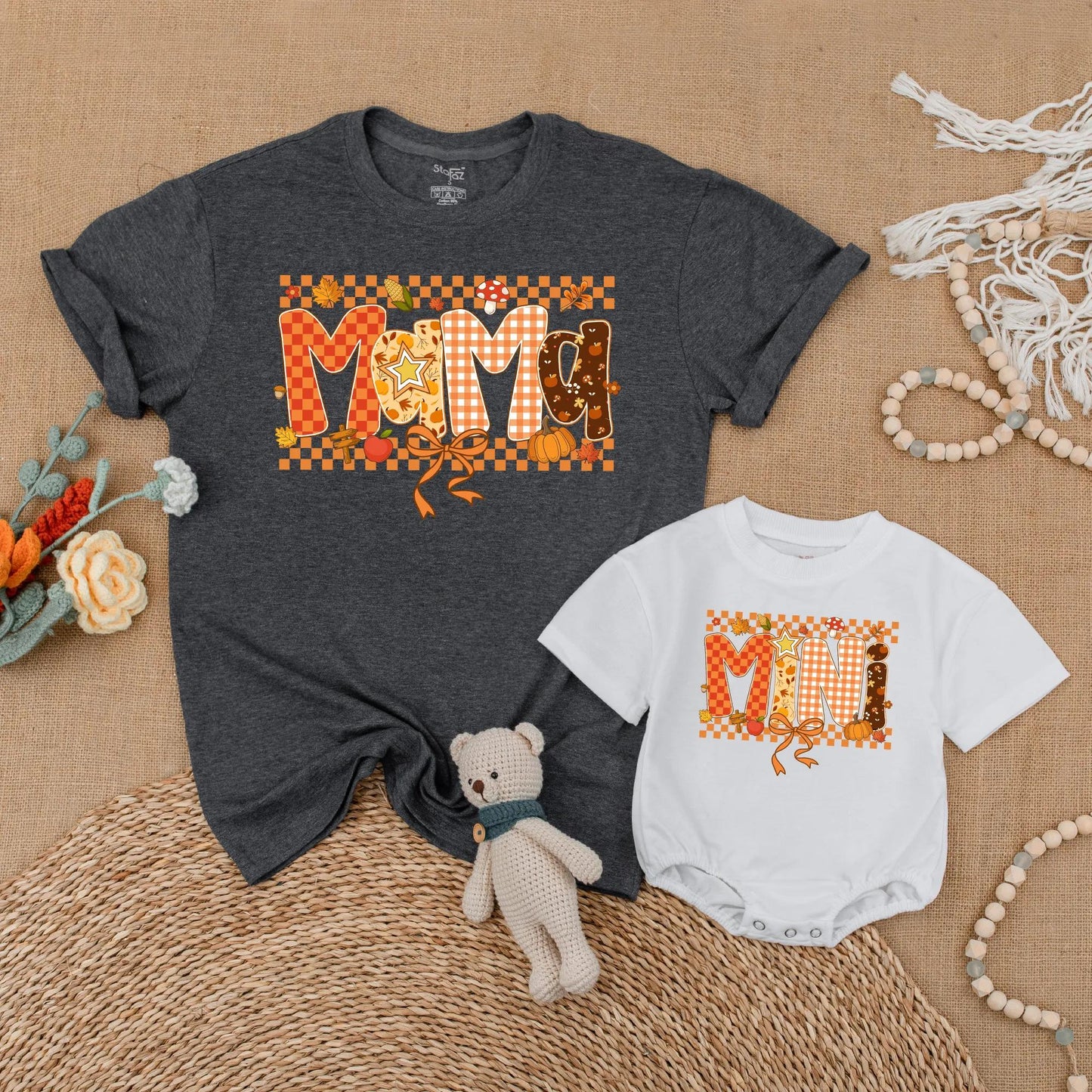 Autumn Mama and Mini Matching Outfits Sweet Little Pumpkin Baby Romper Cute Fall Family Clothes Cozy Thanksgiving Gift