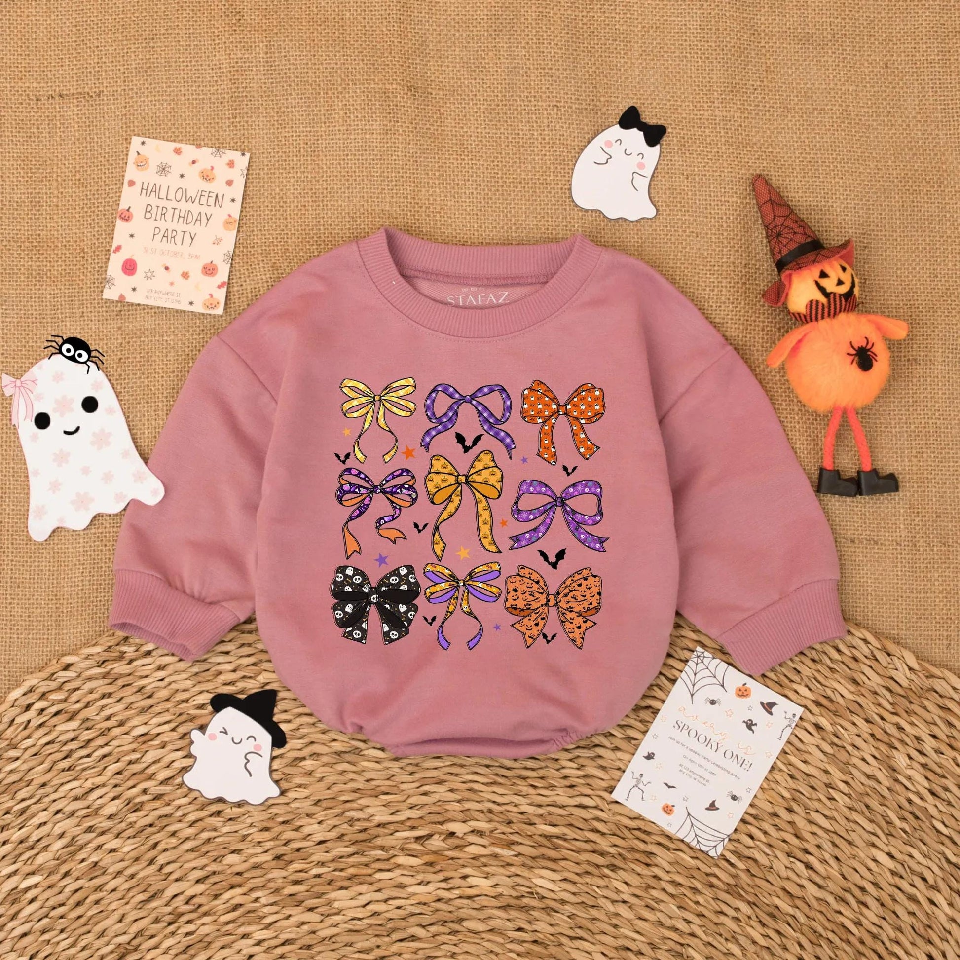 Cute Halloween Bow Baby Romper Spooky Fall Girl Outfit Toddler Bodysuit Clothes for Festive Autumn Baby Girl Gift Ideas